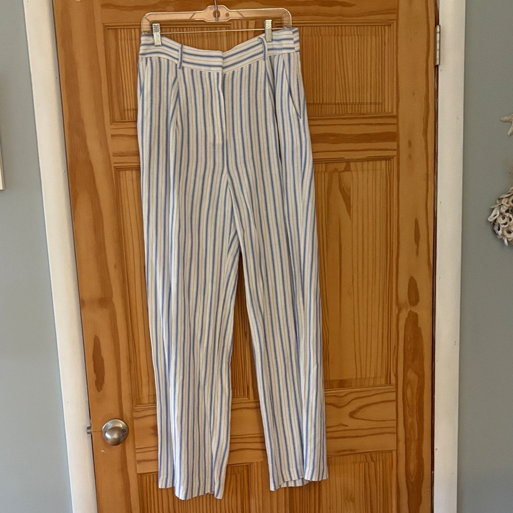 LOFT, NWOT, Striped Blue and White Trousers